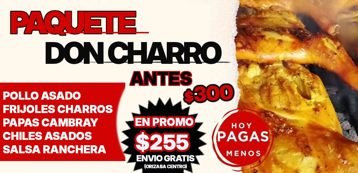 Pollo asado carbon paquetes economico